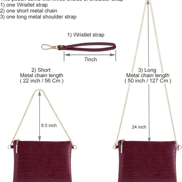 Vegan Clutch Bag Faux Leather Compact Multi-Use Evening Purse - Picture 3 of 6